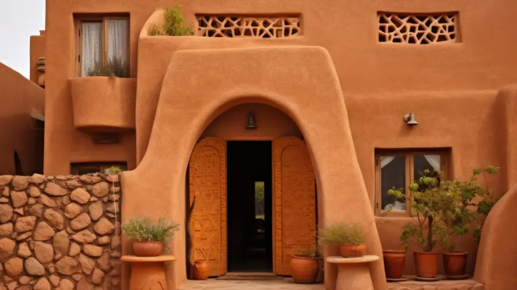 Mud house wall techniques: adobe, cob, rammed earth and wattle-and-daub (commissioned illustration, non-stock; no AD Studio 9 mud project implied)